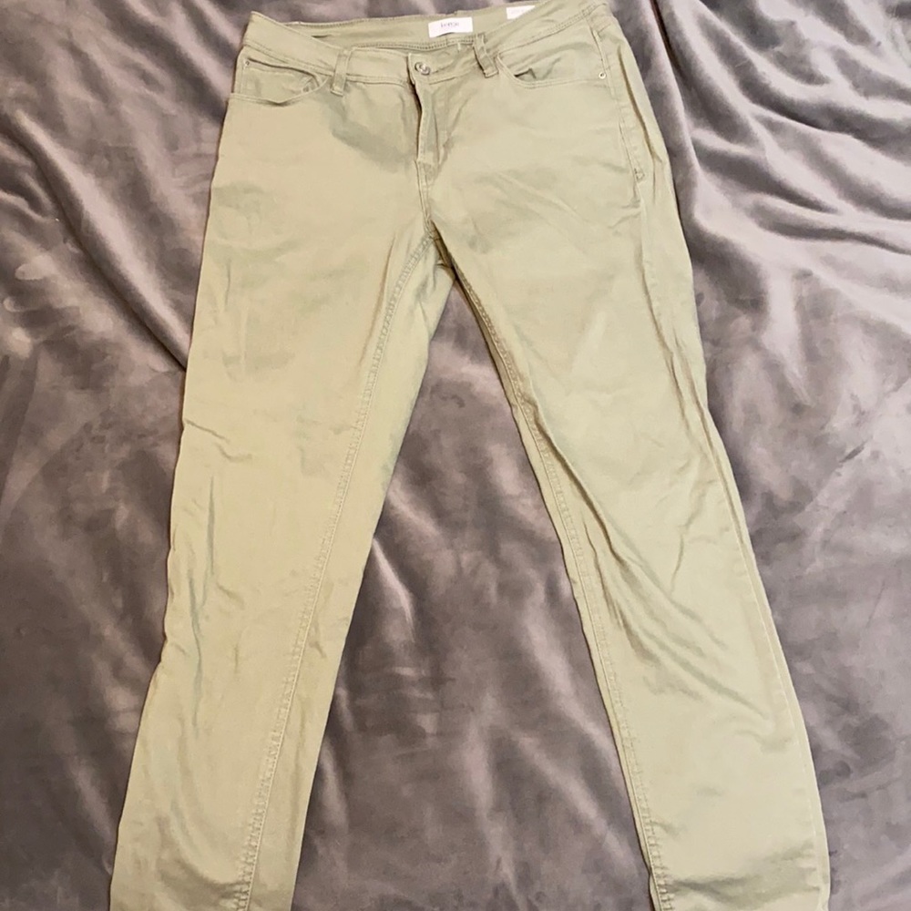 Olive green ankle denim